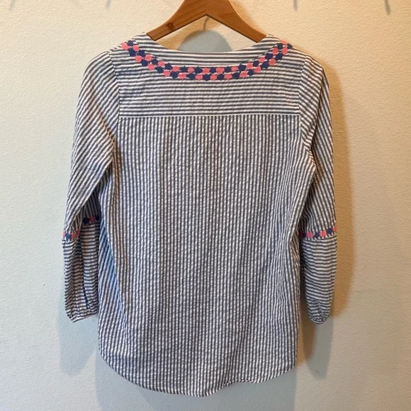 Vineyard Vines Embroidered Seersucker Striped Tunic Women’s Size XS - Picture 6 of 10